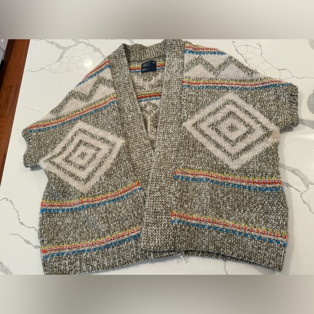 American Eagle Open Cardigan Aztec, fair isle, boho size medium